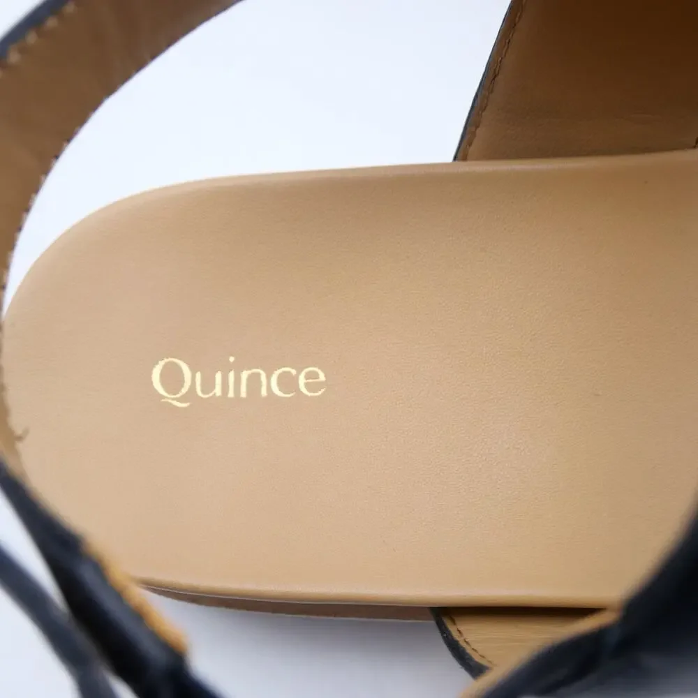 Quince Sandals Women's 8 Italian Leather Platform Shoes  Black NEW
